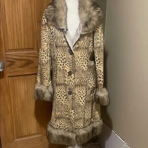 George Simonton Leopard Print coat with Faux Fur